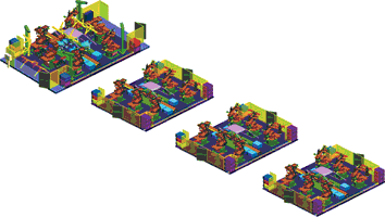 Figure 2. An assembly cell and three respot cells. These cells are considered standard products and can be equipped with different process packages